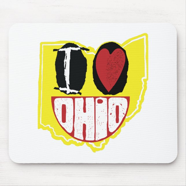 I Love Ohio Smiling Happy Face  Mouse Mat (Front)