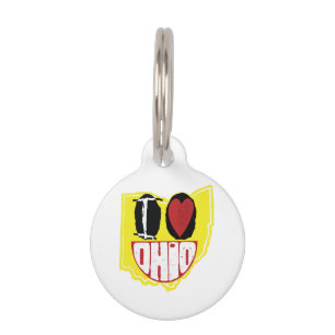 I Love Ohio Smiling Happy Face  Pet Tag
