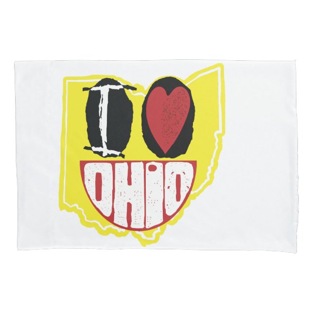 I Love Ohio Smiling Happy Face  Pillowcase (Front)