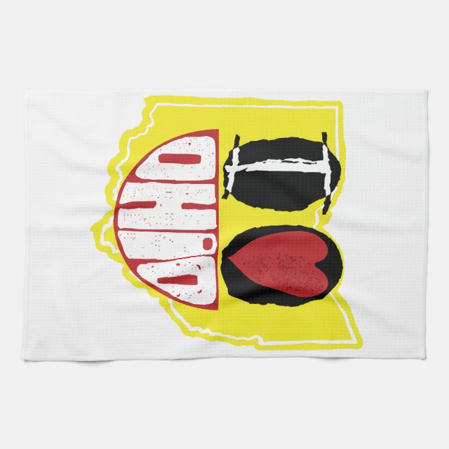 I Love Ohio Smiling Happy Face  Tea Towel (Horizontal)