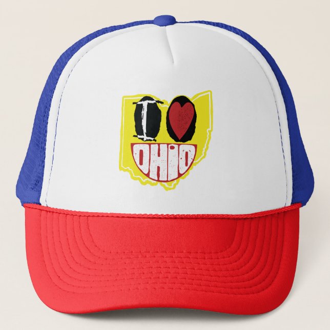 I Love Ohio Smiling Happy Face  Trucker Hat (Front)