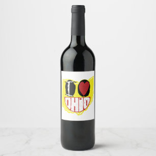 I Love Ohio Smiling Happy Face  Wine Label
