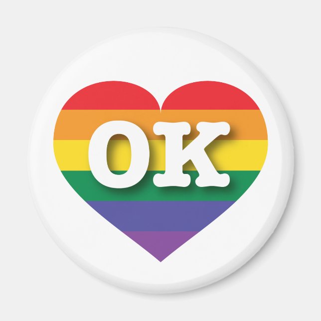 I Love Oklahoma Rainbow Heart Magnet (Front)