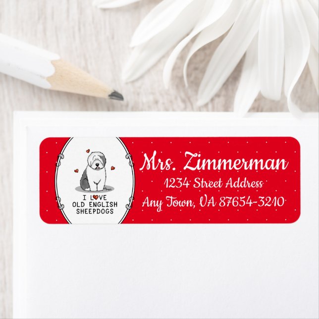 I Love Old English Sheepdogs (Grey 1) Cute OES (Insitu)