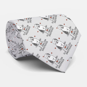 I Love Old English Sheepdogs (Grey 1) Cute OES Tie