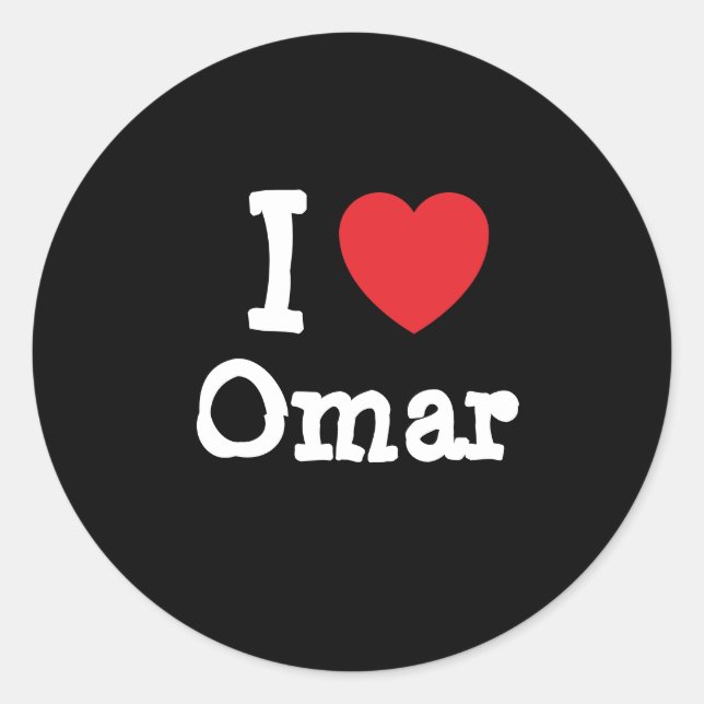 I love Omar heart custom personalised Classic Round Sticker (Front)
