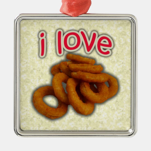 I Love Onion Rings Metal Tree Decoration (Front)