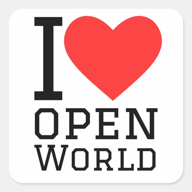 I love open world square sticker (Front)