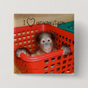 I Love Orangutans Animal Lover 15 Cm Square Badge