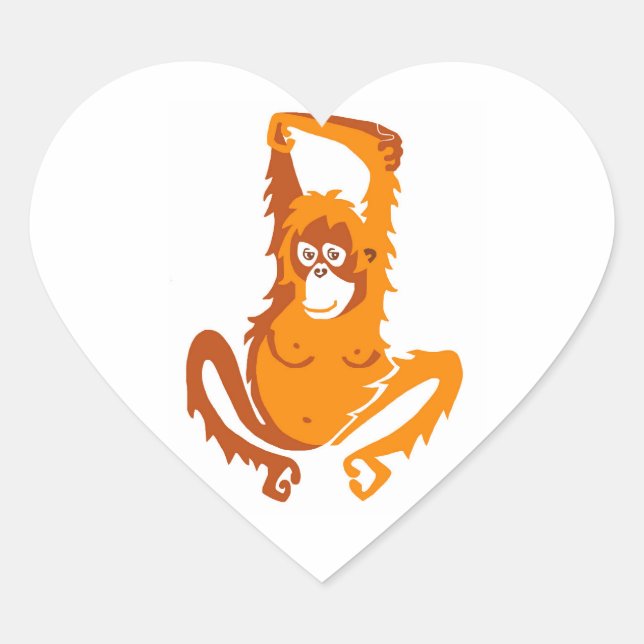I love ORANGUTANS - Wildlife - Ape - Primate - Heart Sticker (Front)