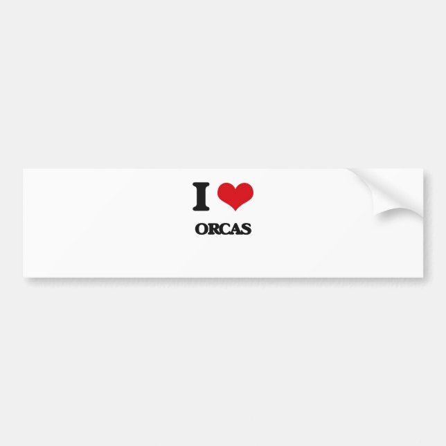 I love Orcas Bumper Sticker (Front)
