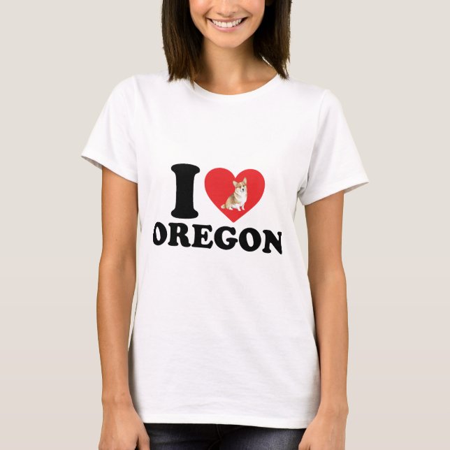 I Love Oregon And My Corgi T-Shirt (Front)