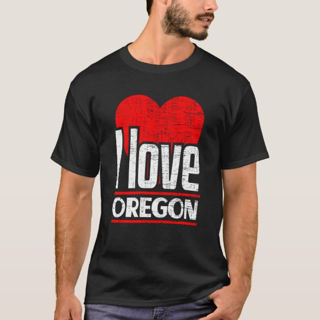 I Love Oregon Best Home State I Heart Oregon T-Shirt (Front)
