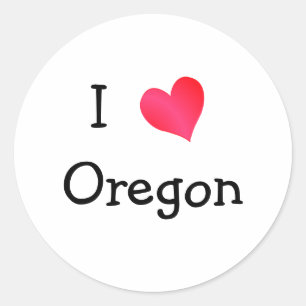 I Love Oregon Classic Round Sticker