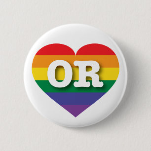 I love Oregon Gay Pride Rainbow Heart 6 Cm Round Badge