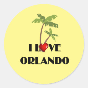 I Love Orlando, tropical design Classic Round Sticker