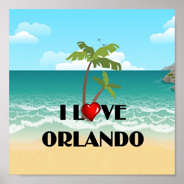 I Love Orlando, tropical design,  Poster (Front)