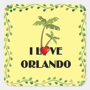 I Love Orlando, tropical design Square Sticker