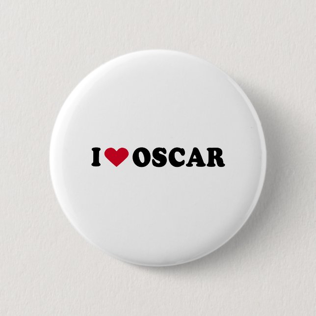 I LOVE OSCAR 6 CM ROUND BADGE (Front)