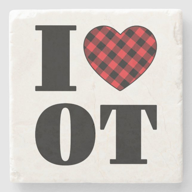 I Love OT Occupational Therapy Stone Coaster (Front)