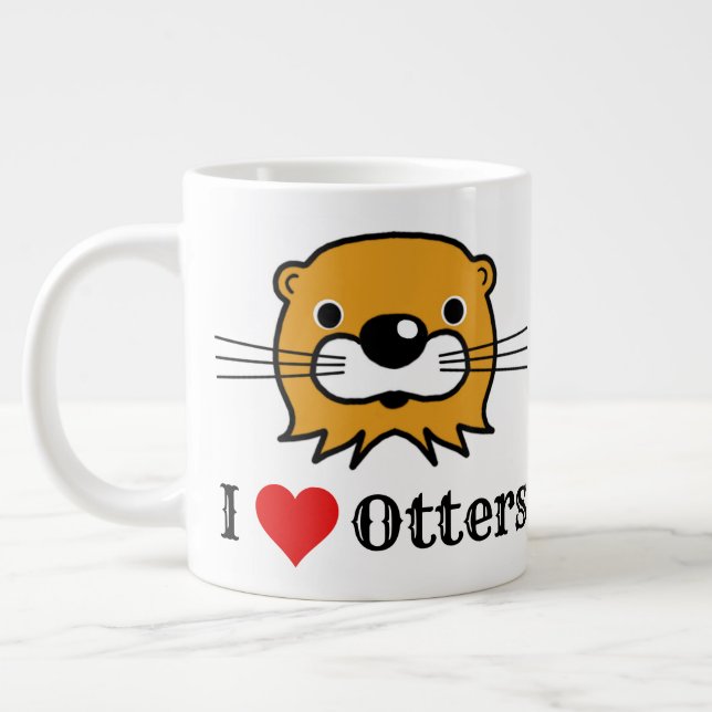 I Love Otters. Otter Appreciation Large Coffee Mug (Left)