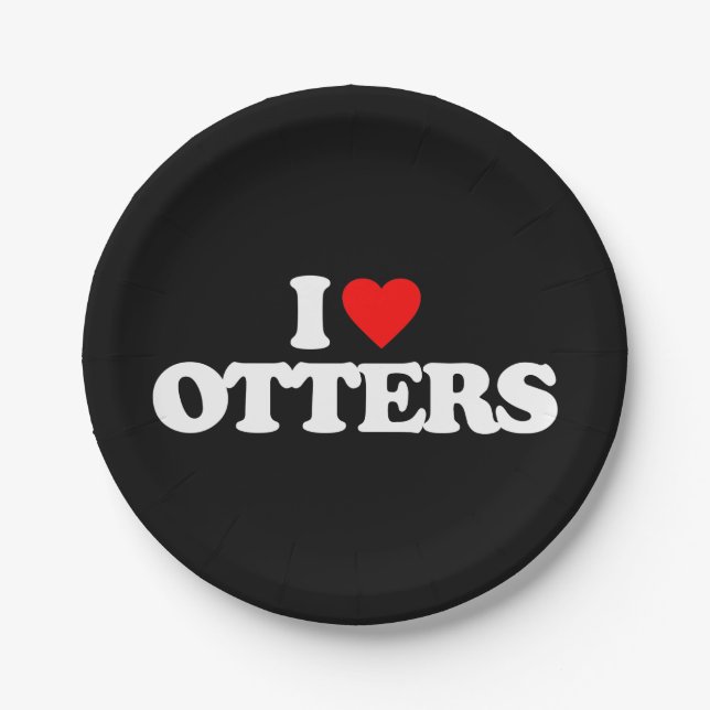 I LOVE OTTERS PAPER PLATE (Front)