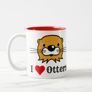 I Love Otters. Wildlife Conservation Two-Tone Coffee Mug