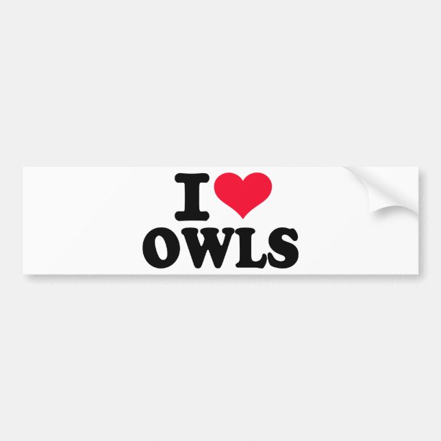 I love Owls Bumper Sticker (Front)