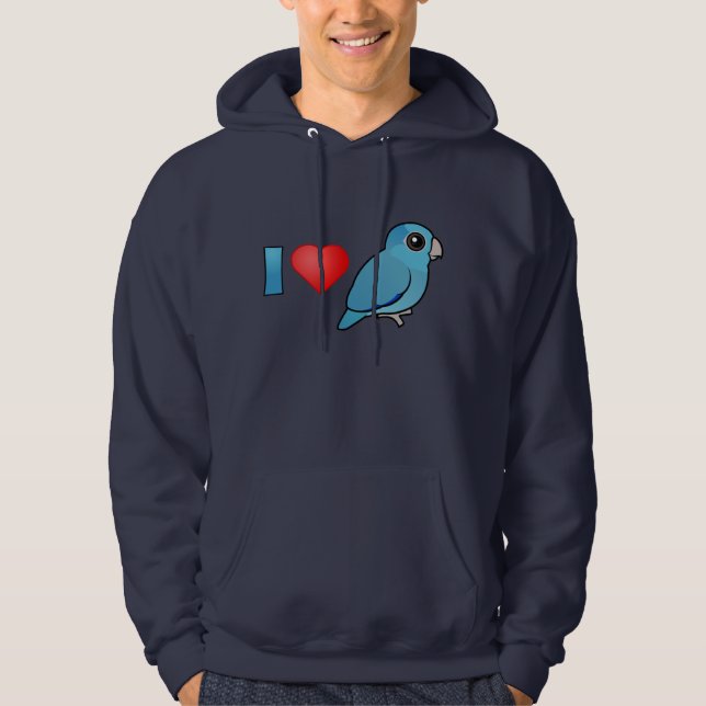 I Love Pacific Parrotlets (blue) Hoodie (Front)