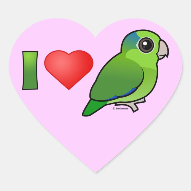 I Love Pacific Parrotlets (green) Heart Sticker (Front)