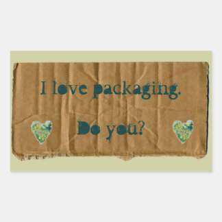 I Love Packaging with hearts Rectangular Sticker