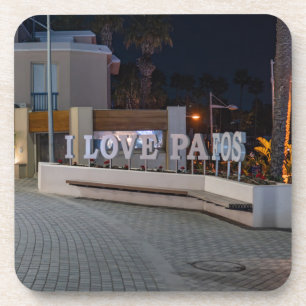 I Love Pafos sign at night Coaster
