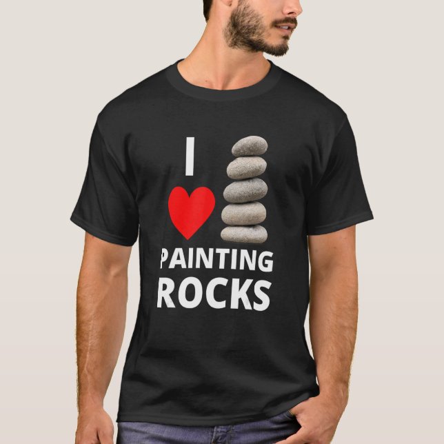 I Love Painting Rocks Heart Rock Stack Kindness Pa T-Shirt (Front)