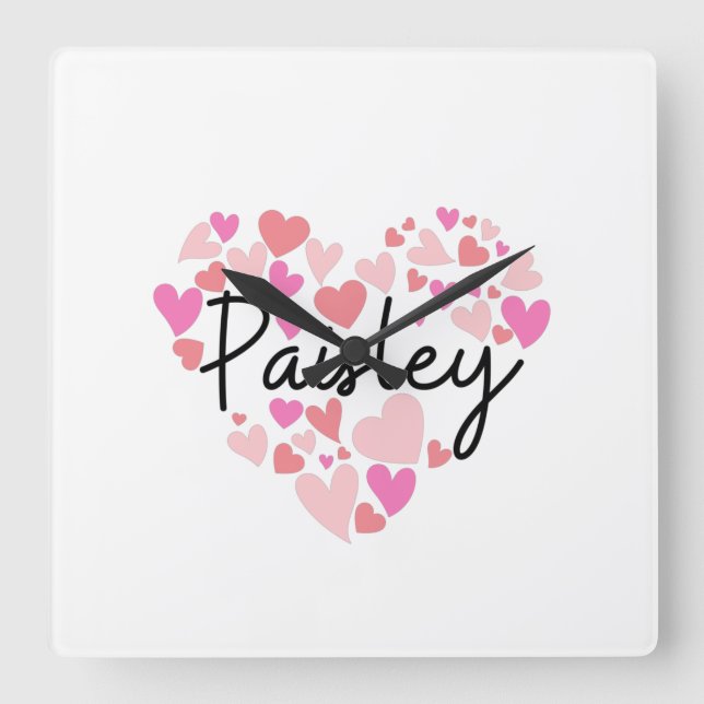 I love Paisley Square Wall Clock (Front)