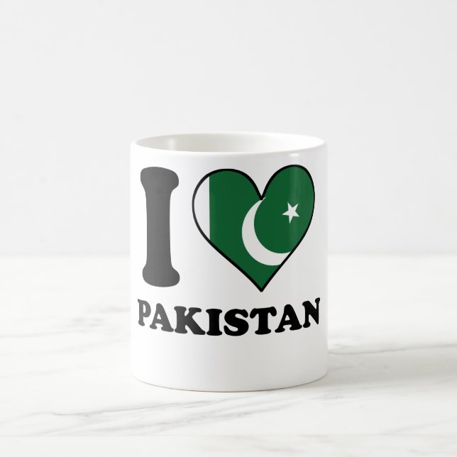I Love Pakistan Pakistani Flag Heart Coffee Mug (Center)