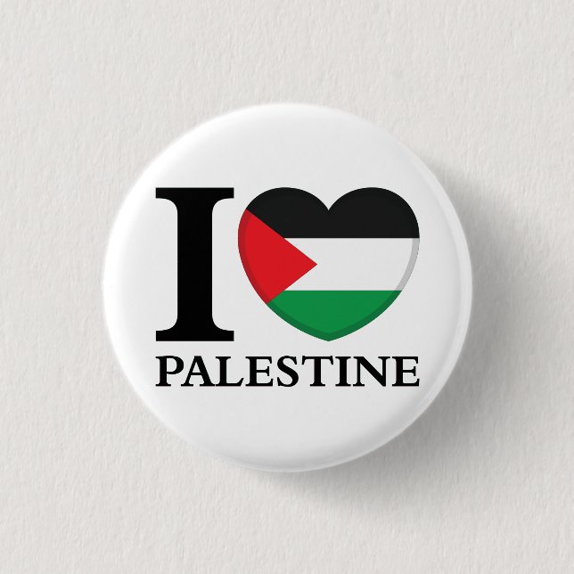 I Love Palestine Button Patriotic Palestinian Flag (Front)