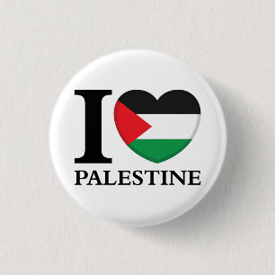 I Love Palestine Button Patriotic Palestinian Flag