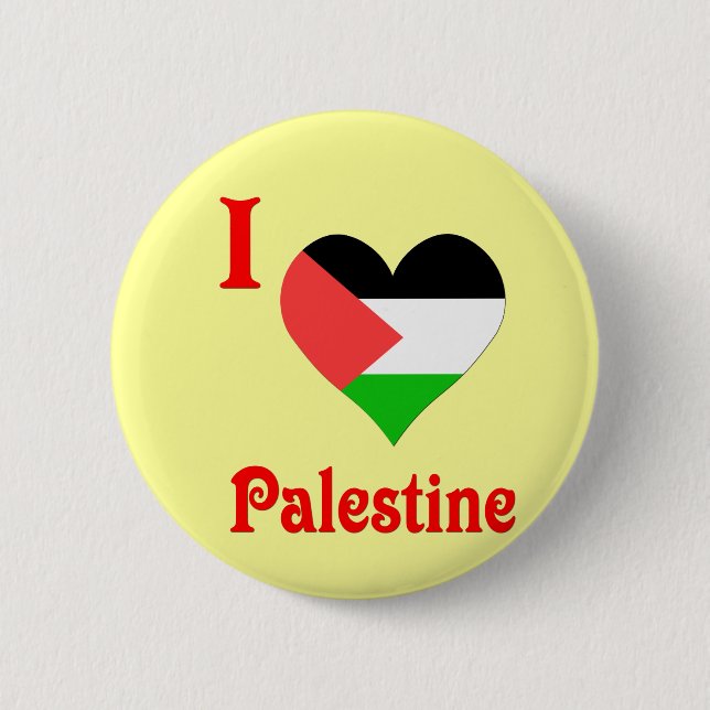 I Love Palestine Flag 6 Cm Round Badge (Front)