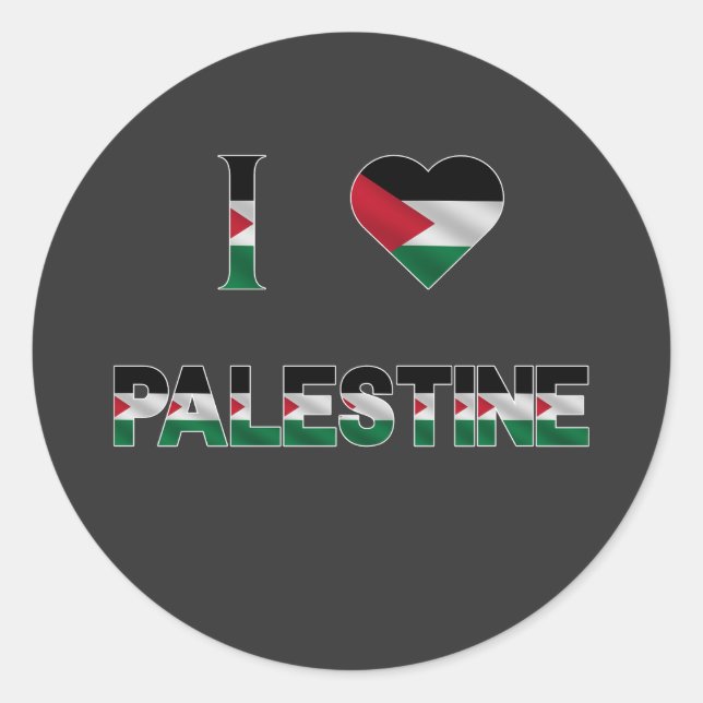 I Love Palestine Heart Flag Unity Freedom Classic Round Sticker (Front)