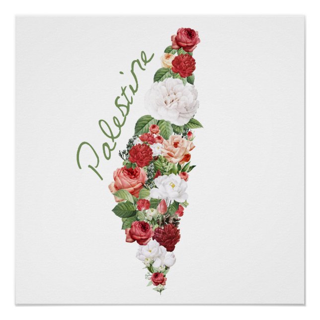 I Love Palestine My Homeland Palestinian Map Groce Poster (Front)
