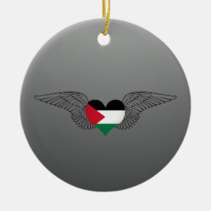 I Love Palestine -wings Ceramic Tree Decoration