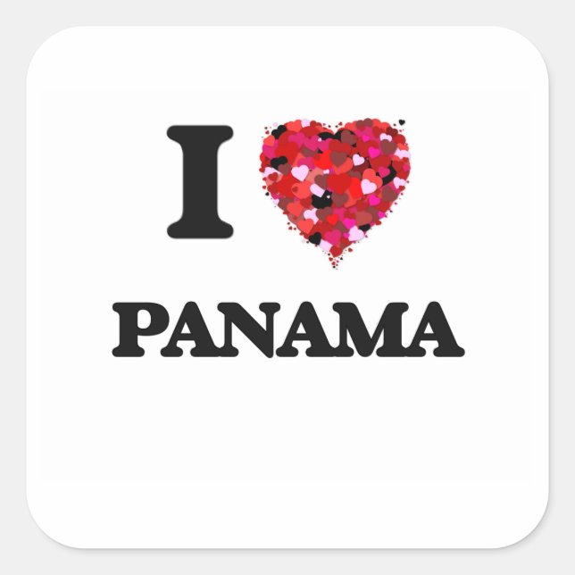 I Love Panama Square Sticker (Front)