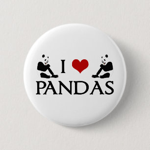I Love Panda Bears Cute 6 Cm Round Badge
