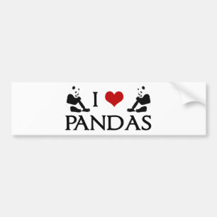 I Love Panda Bears Cute Bumper Sticker