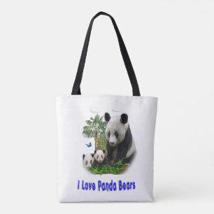 I love panda bears tote bag