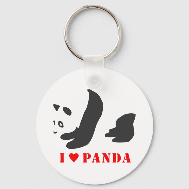 I Love Panda (Black) Key Ring (Front)