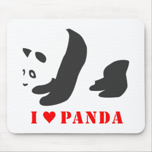 I Love Panda (Black) Mouse Mat