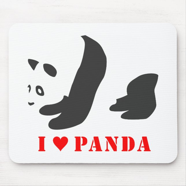 I Love Panda (Black) Mouse Mat (Front)