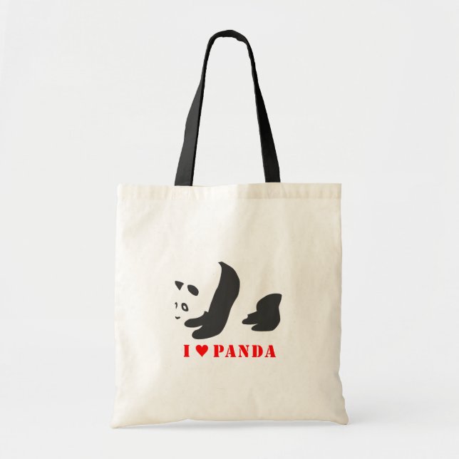 I Love Panda (Black) Tote Bag (Front)