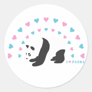 I Love Panda Classic Round Sticker